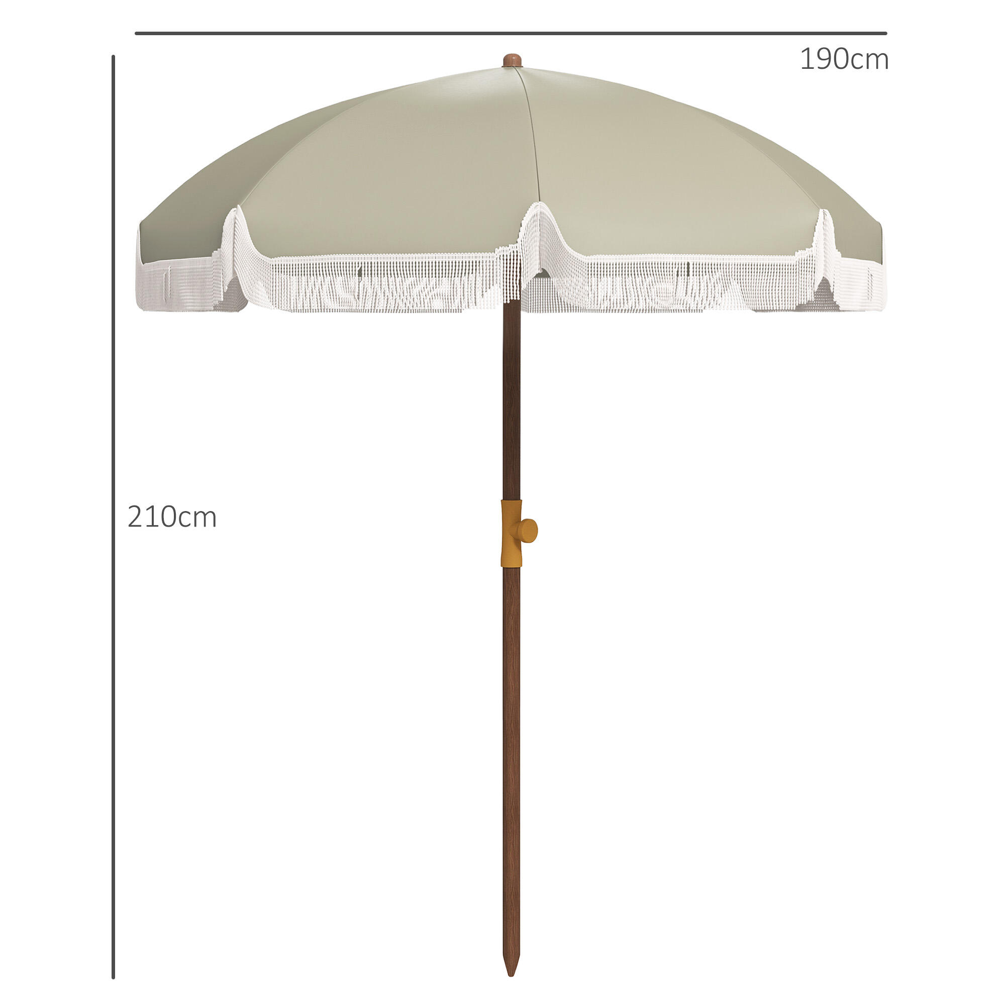 Sombrilla de Playa Outsunny 190x190x210 cm Verde 3/7