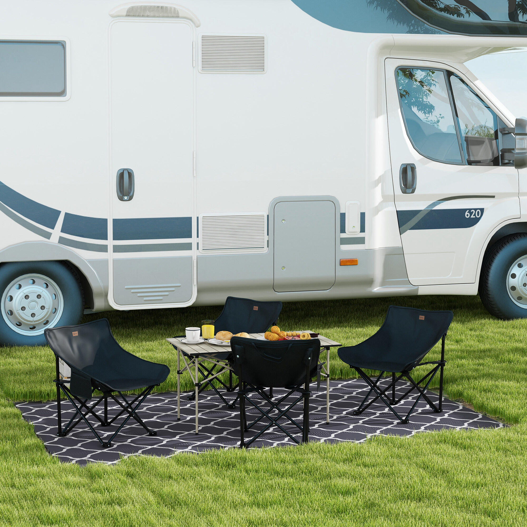 Mesa de Camping Outsunny 95x55x50 cm Caqui 5/7