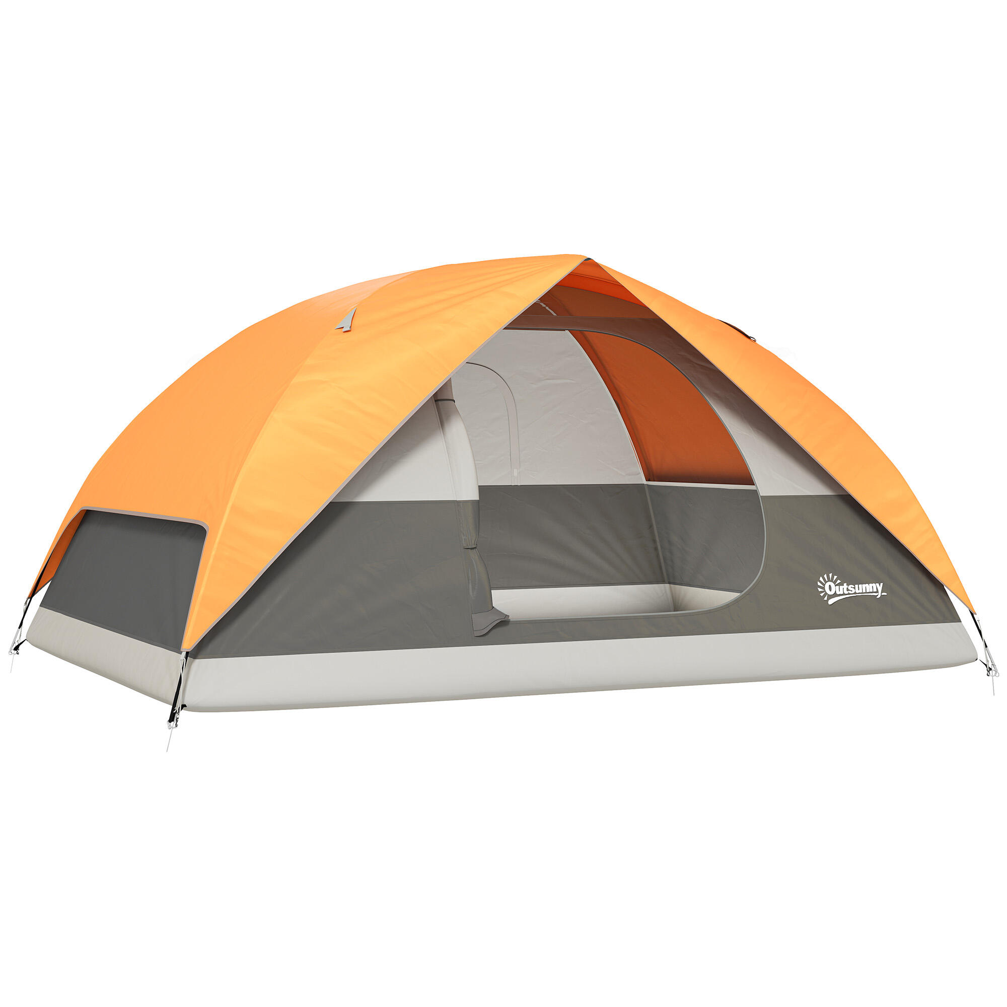Tenda de campismo 205x275x135 cm laranja e cinzento Outsunny