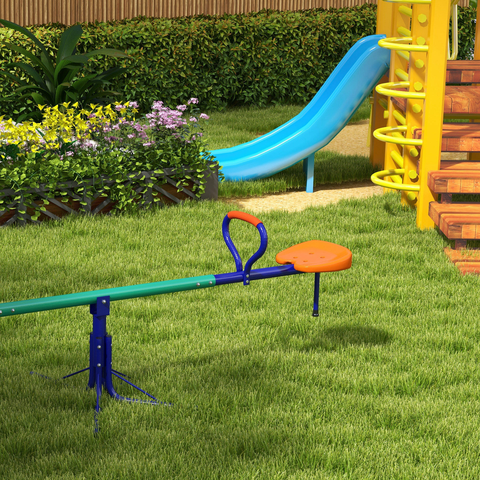 Balancín Infantil Outsunny 192x60x60 cm Multicolor 5/7