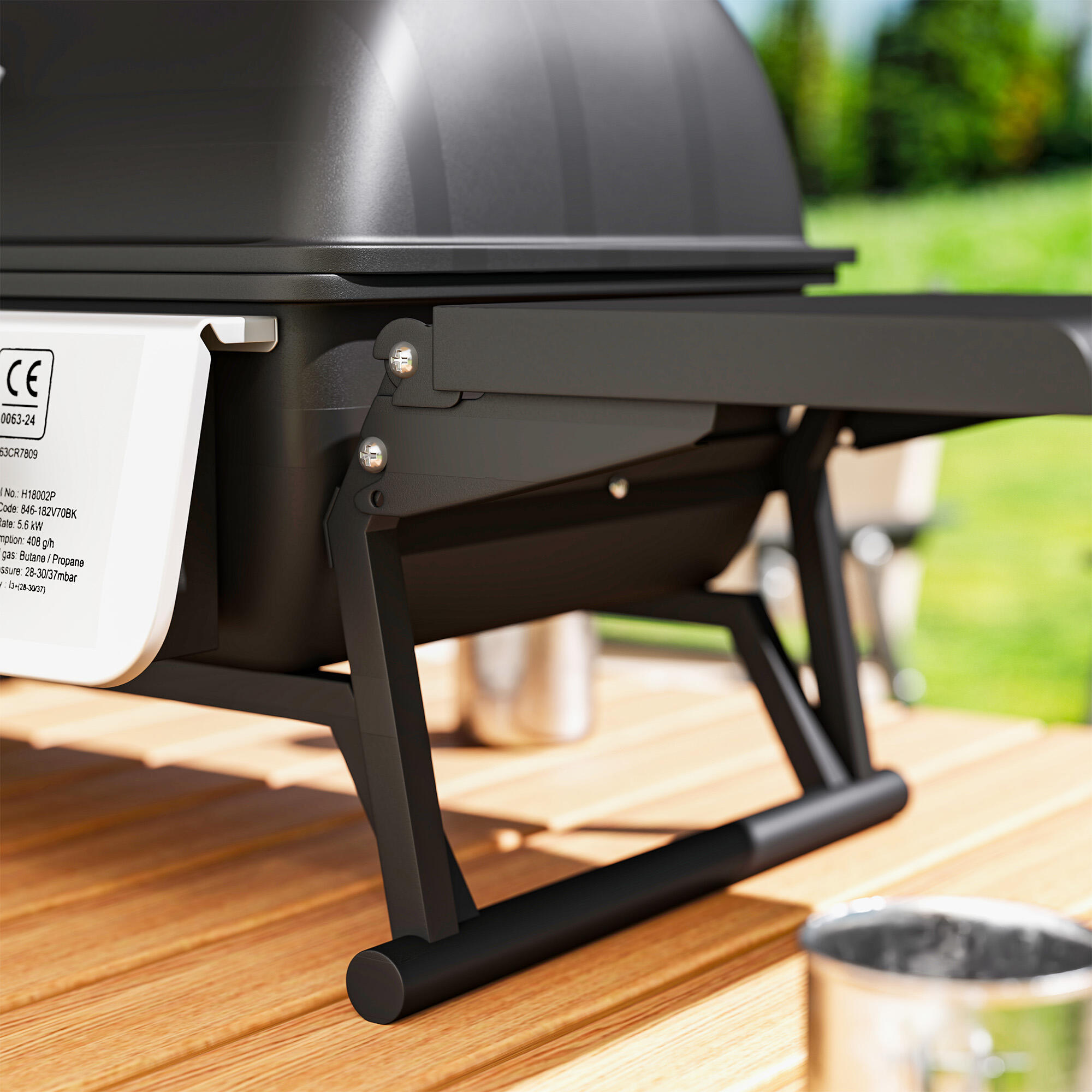 Barbacoa de Gas Outsunny 101x48x41 cm Negro 5/7