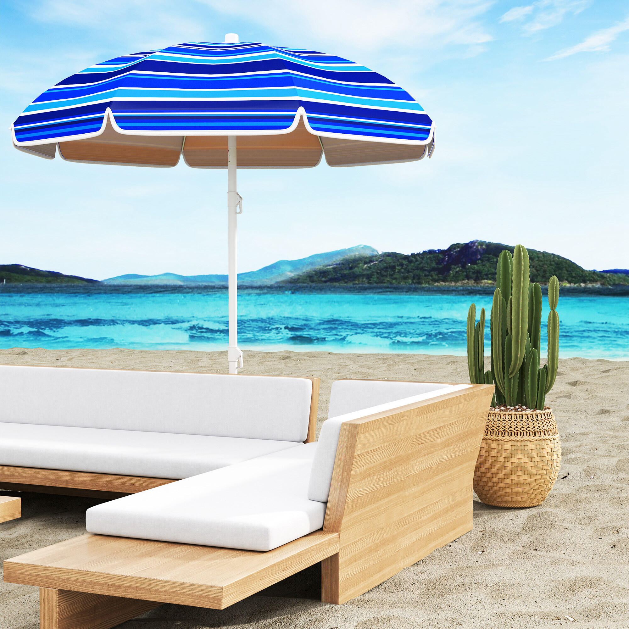 Chapéu de sol de praia ø180x196 cm multicor Outsunny 5/7