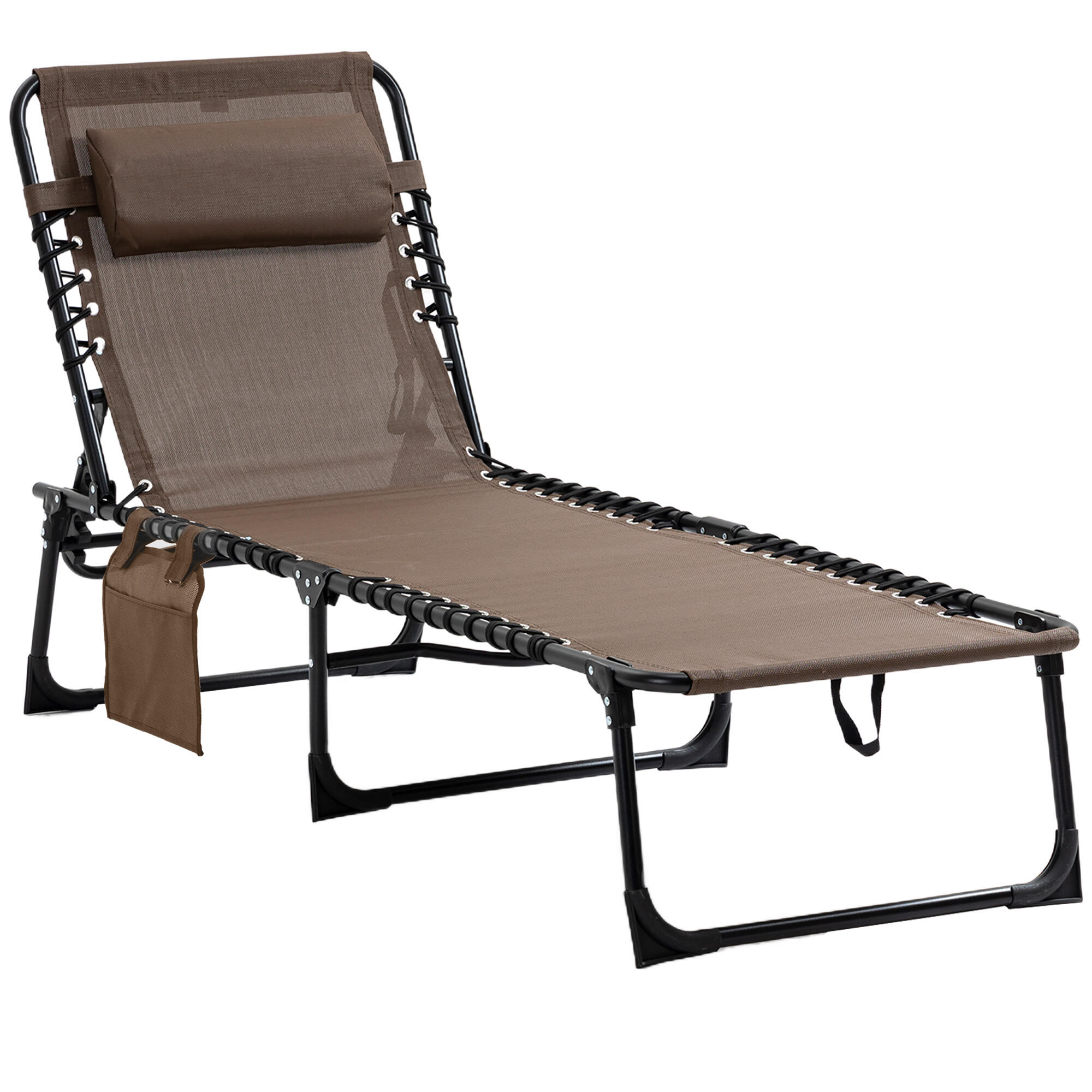 OUTSUNNY Tumbona Plegable Outsunny 185x58x30 cm Marrón