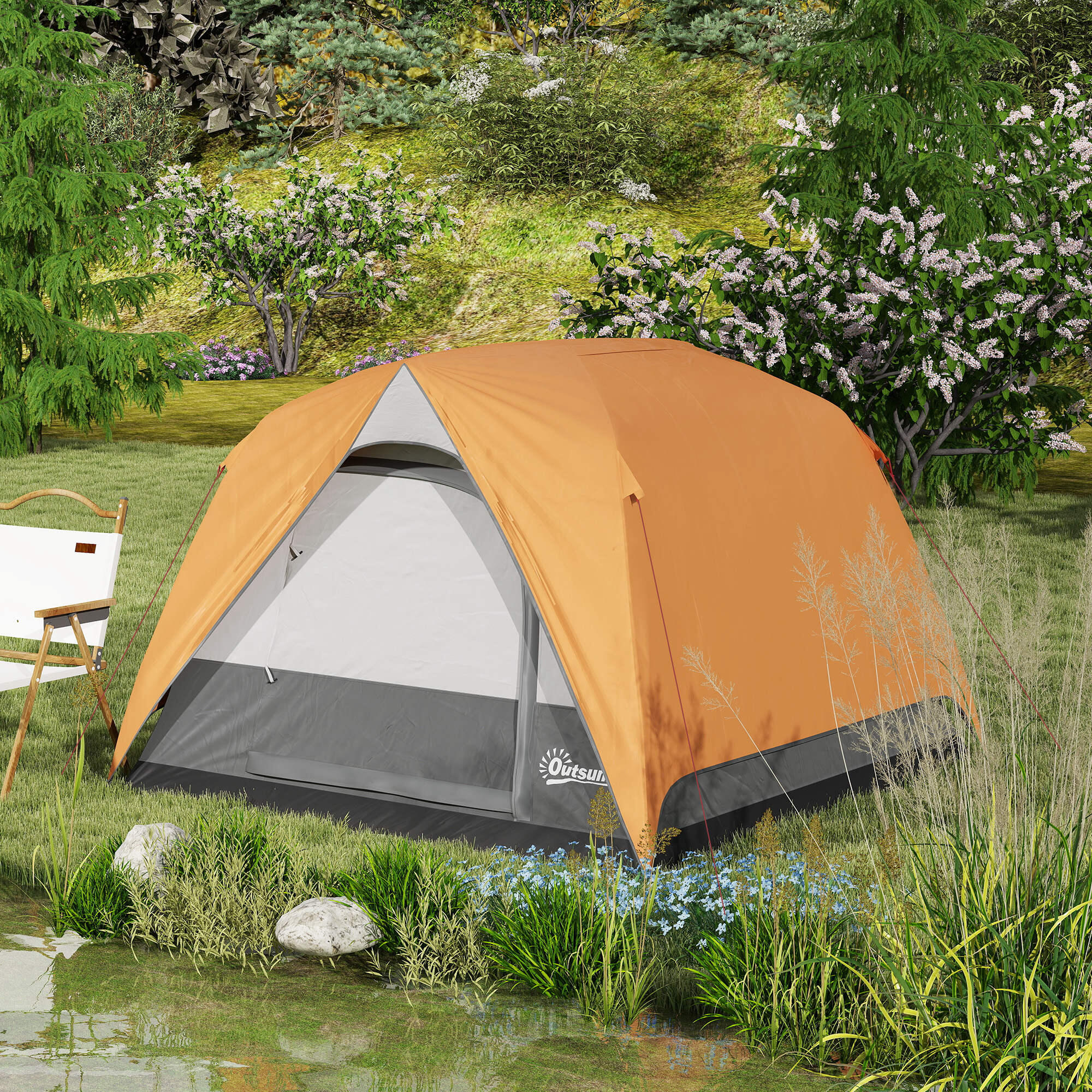 Tienda de Campaña Outsunny 200x200x135 cm Naranja y Gris 5/7