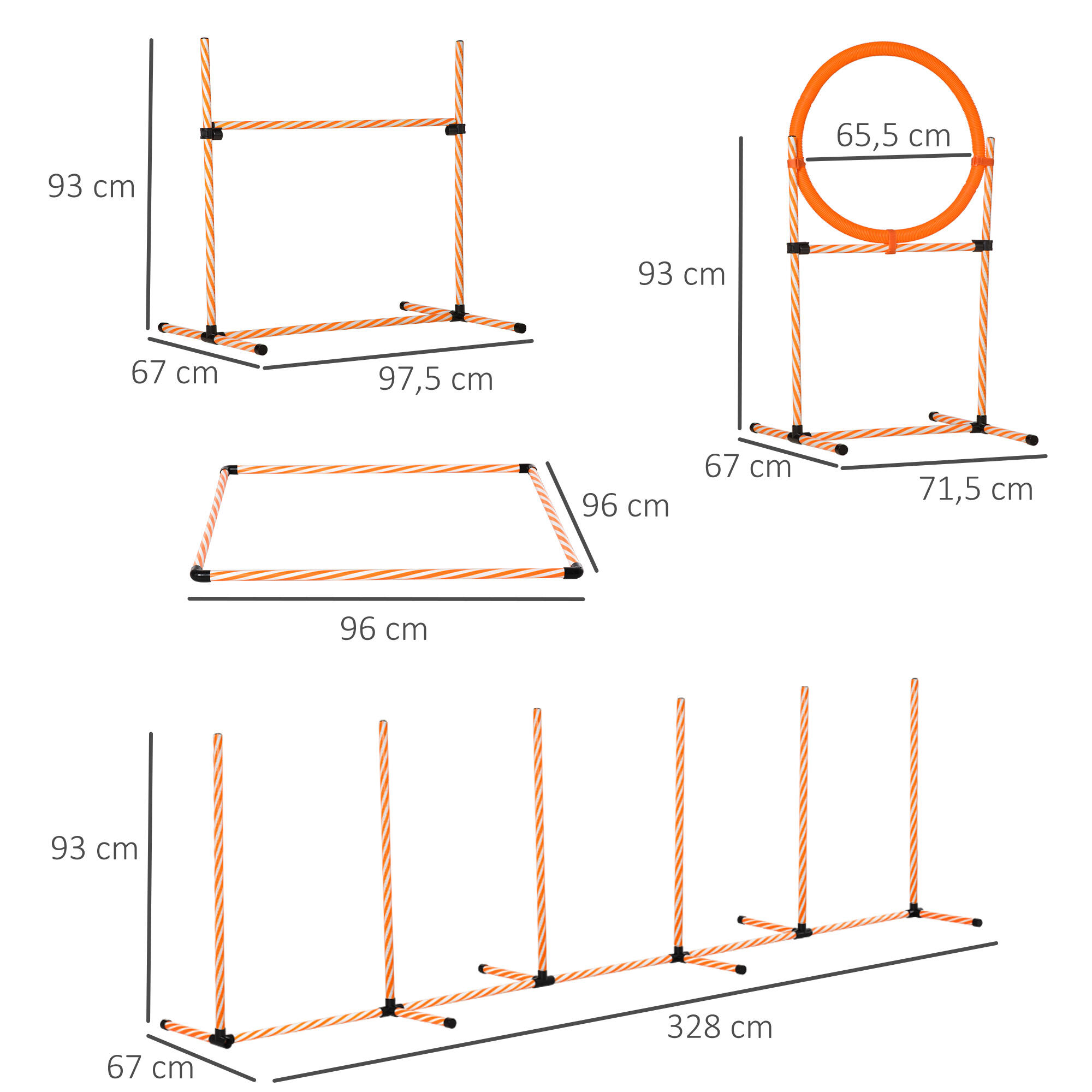 Juego de Agilidad PawHut 328x67x93 cm Naranja 3/7