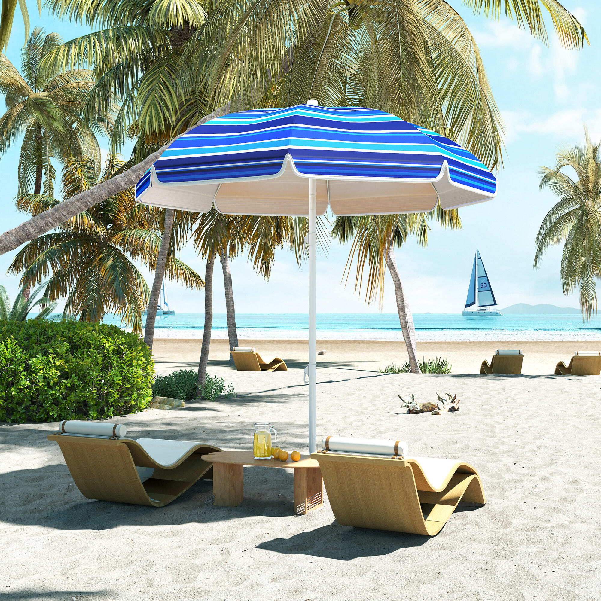 Chapéu de sol de praia ø180x196 cm multicor Outsunny 2/7