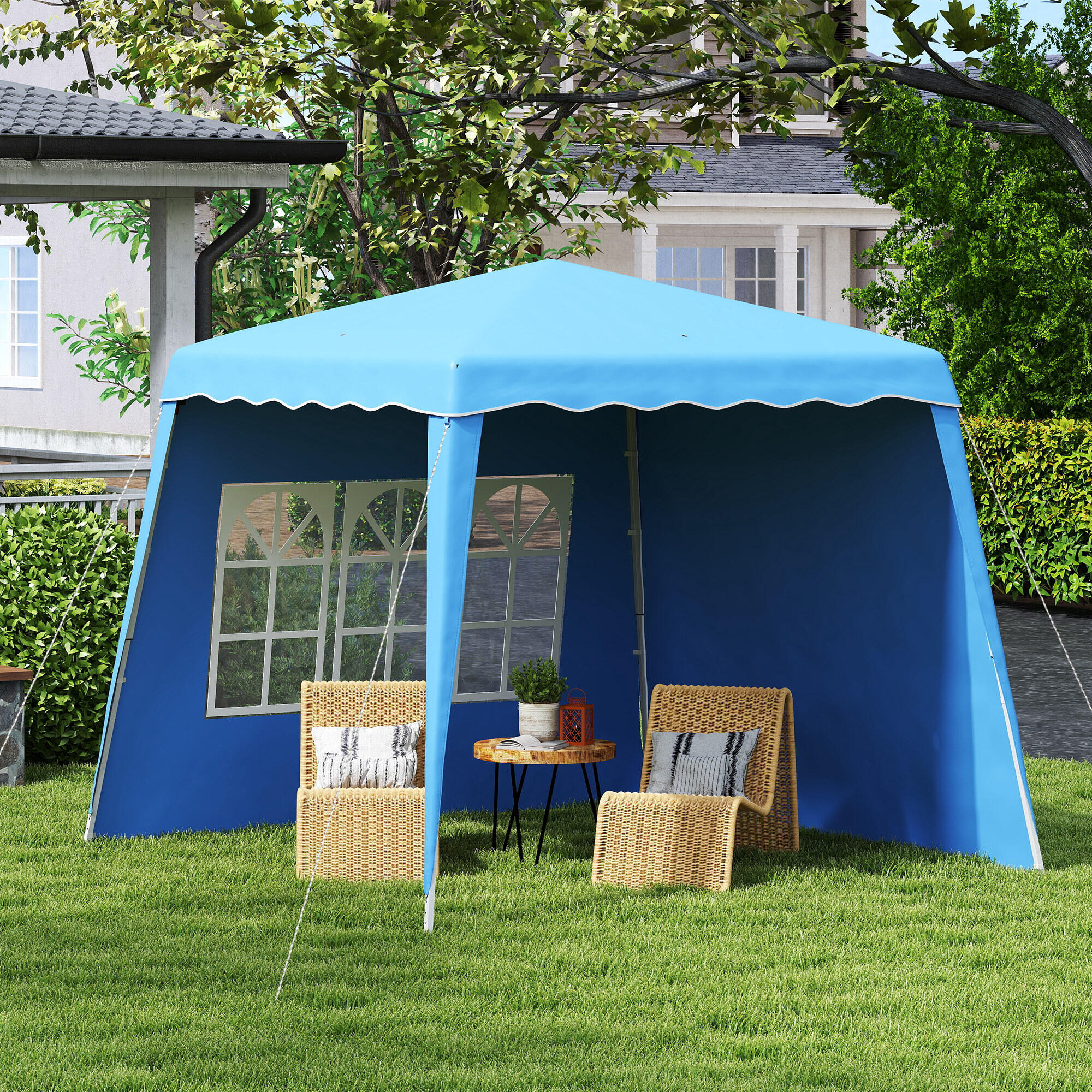 Tenda dobrável 240x240x250 cm azul Outsunny 2/7