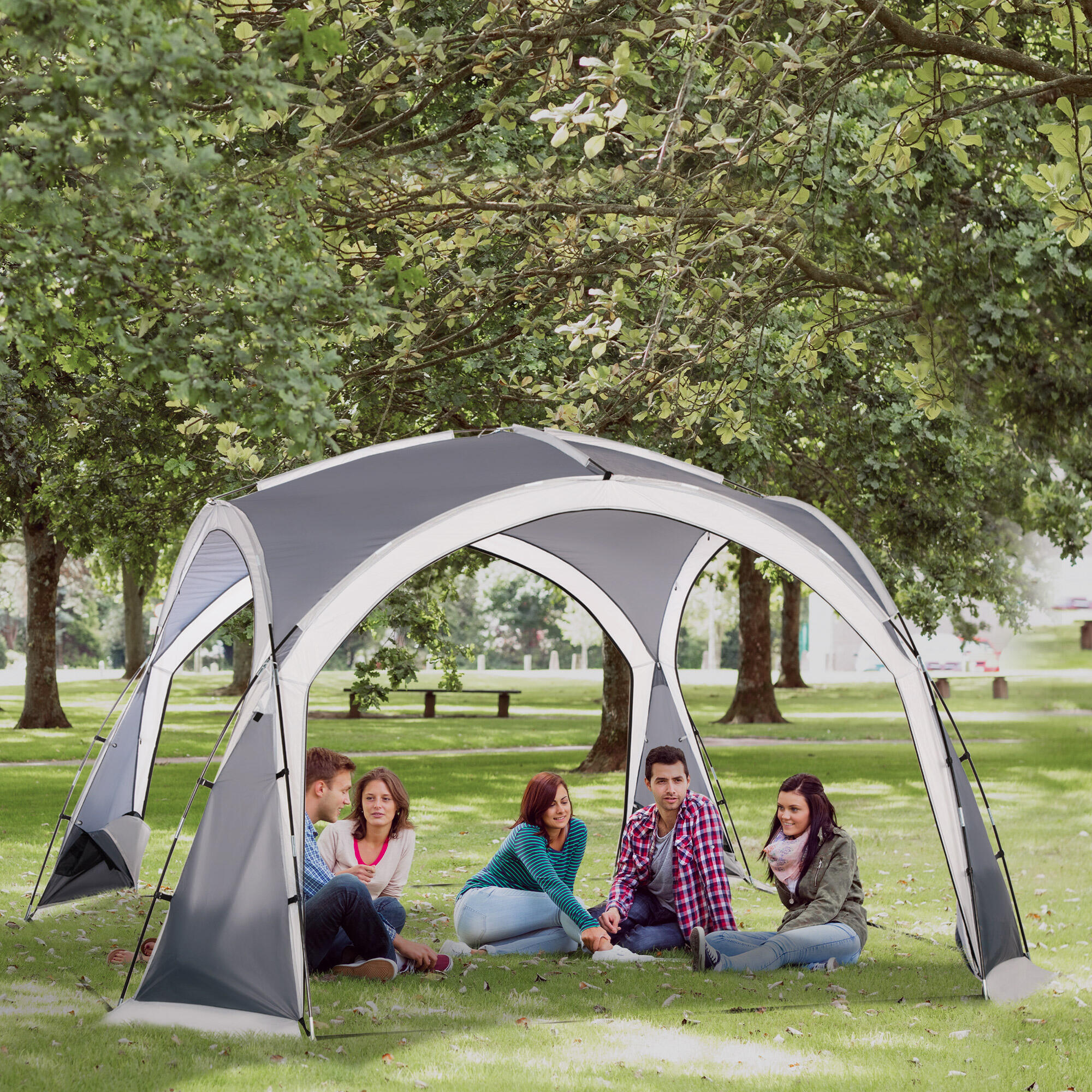 Tienda de Campaña Outsunny 350x350x230 cm Gris 2/7