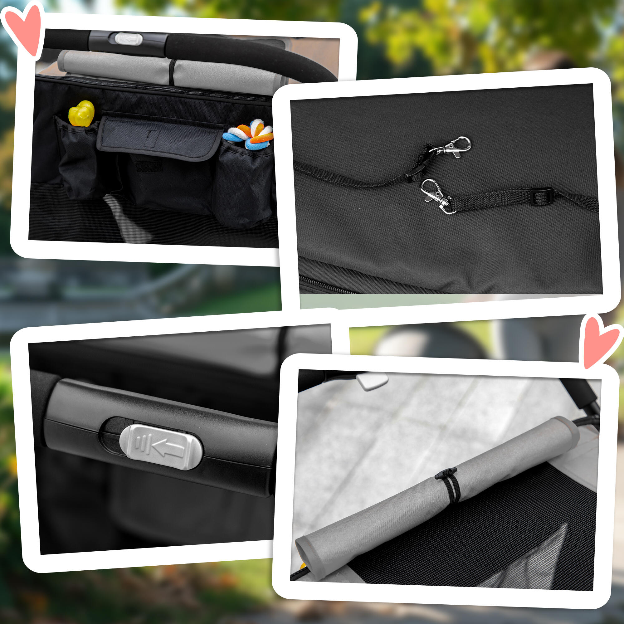 Cochecito para Mascotas PawHut 112x65x100 cm Negro 7/8