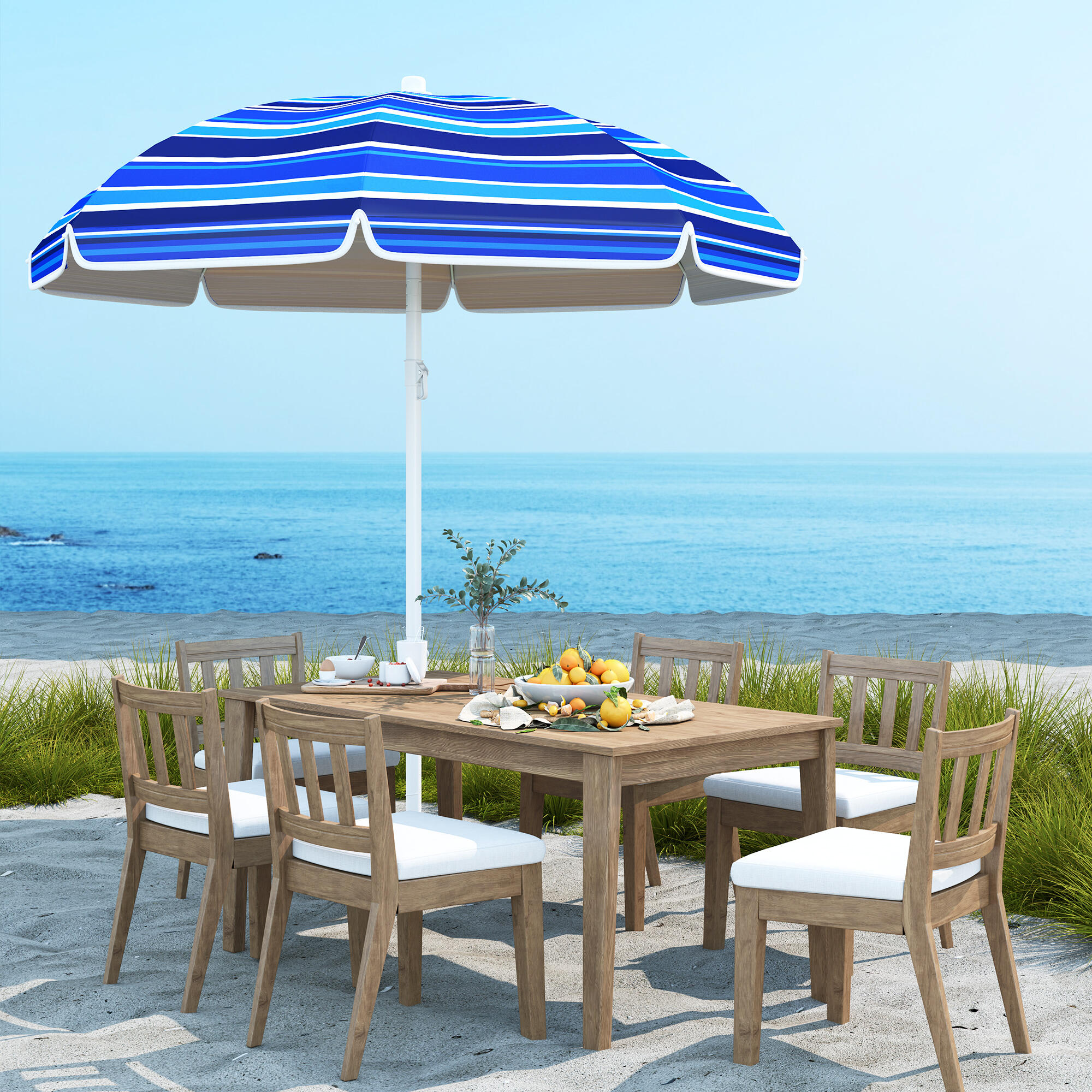 Chapéu de sol de praia ø180x196 cm multicor Outsunny 4/7