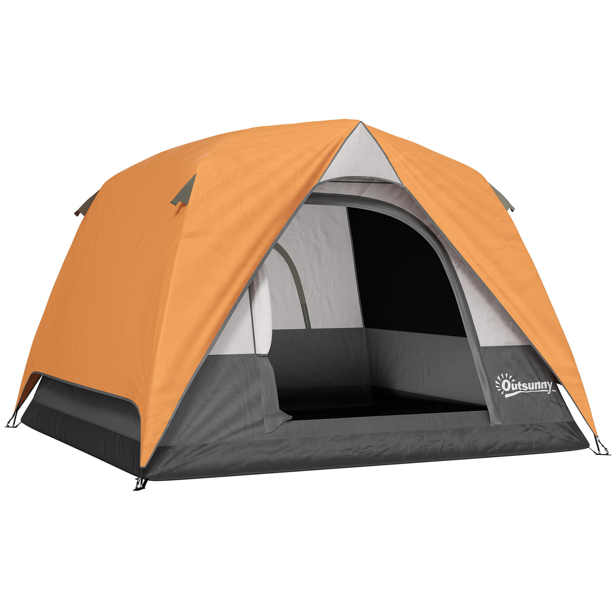 Tenda de campismo 200x200x135 cm laranja e cinzento Outsunny
