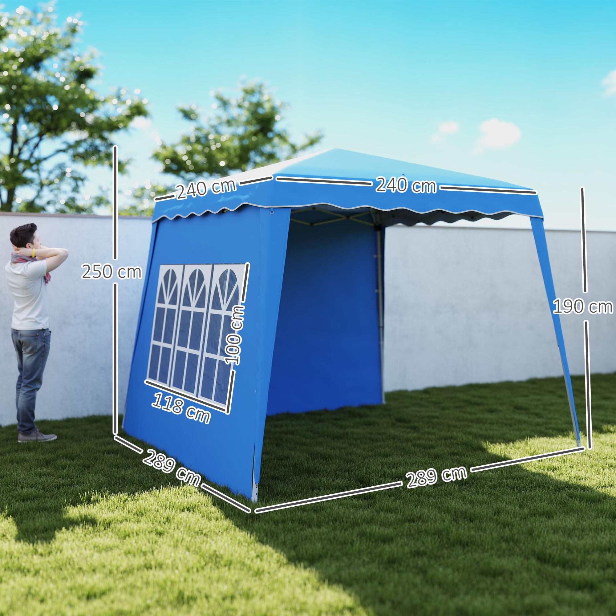 Tenda dobrável 240x240x250 cm azul Outsunny 3/7