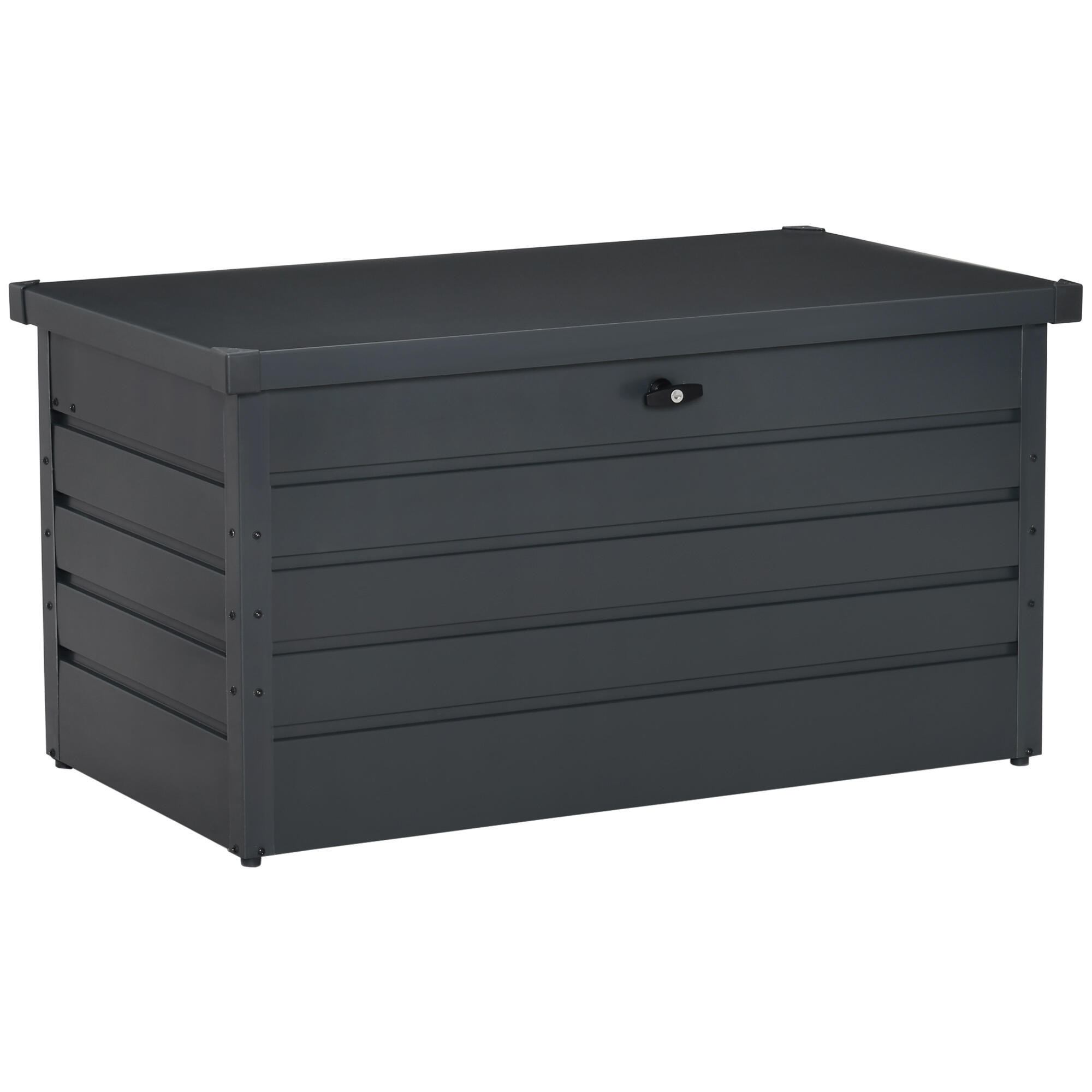 Baú metálico de armazenamento 120x62x62 cm cinza escuro/cinza de carvão outsunny