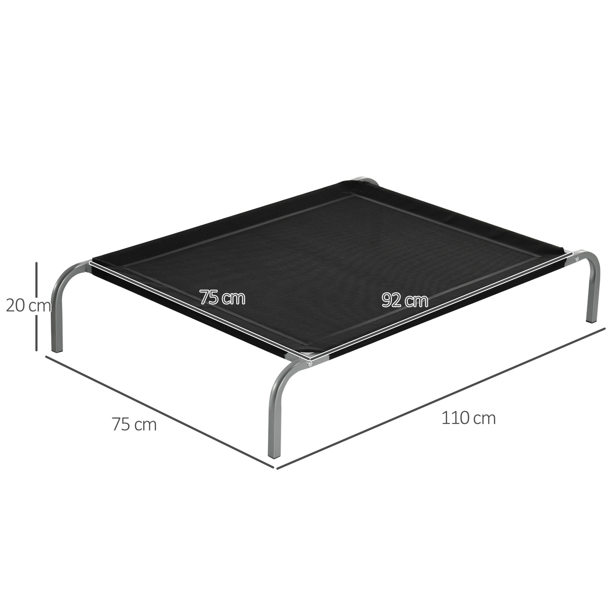 Cama elevada para cães 110x75x20 cm preto PawHut 3/7