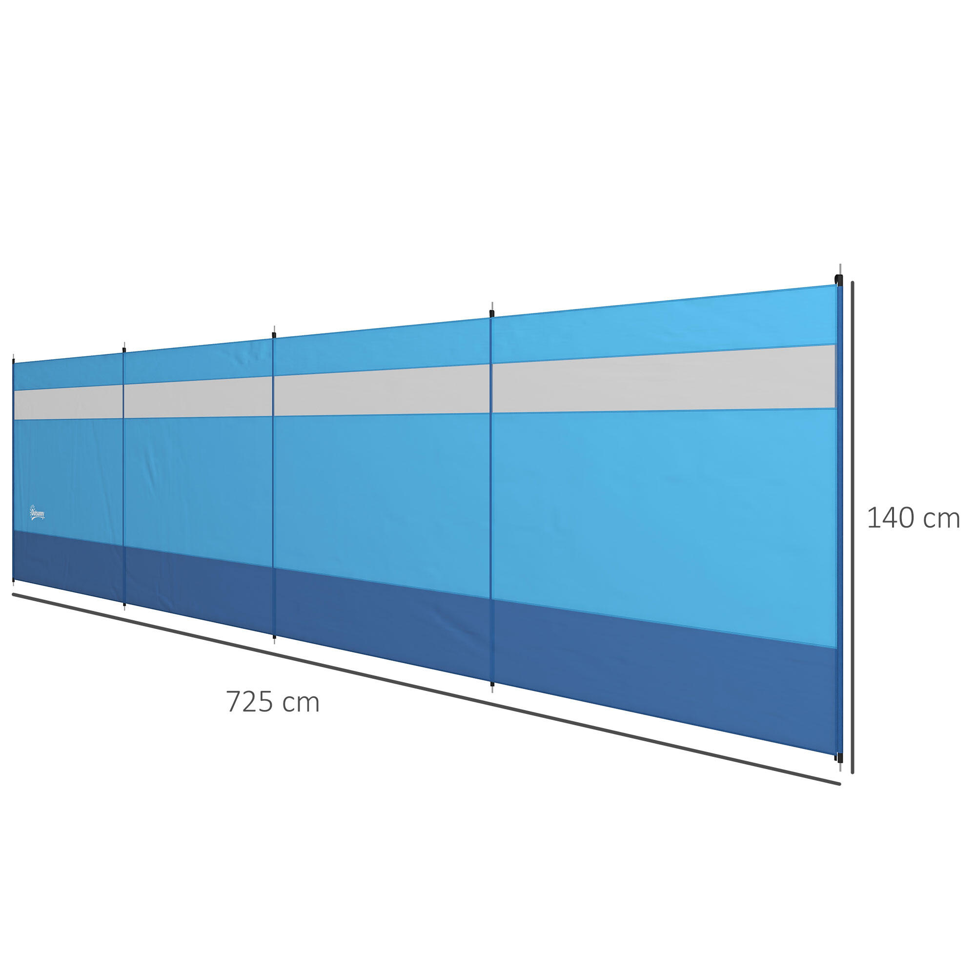 Cortavientos para Camping Outsunny 725x140 cm Azul 3/7