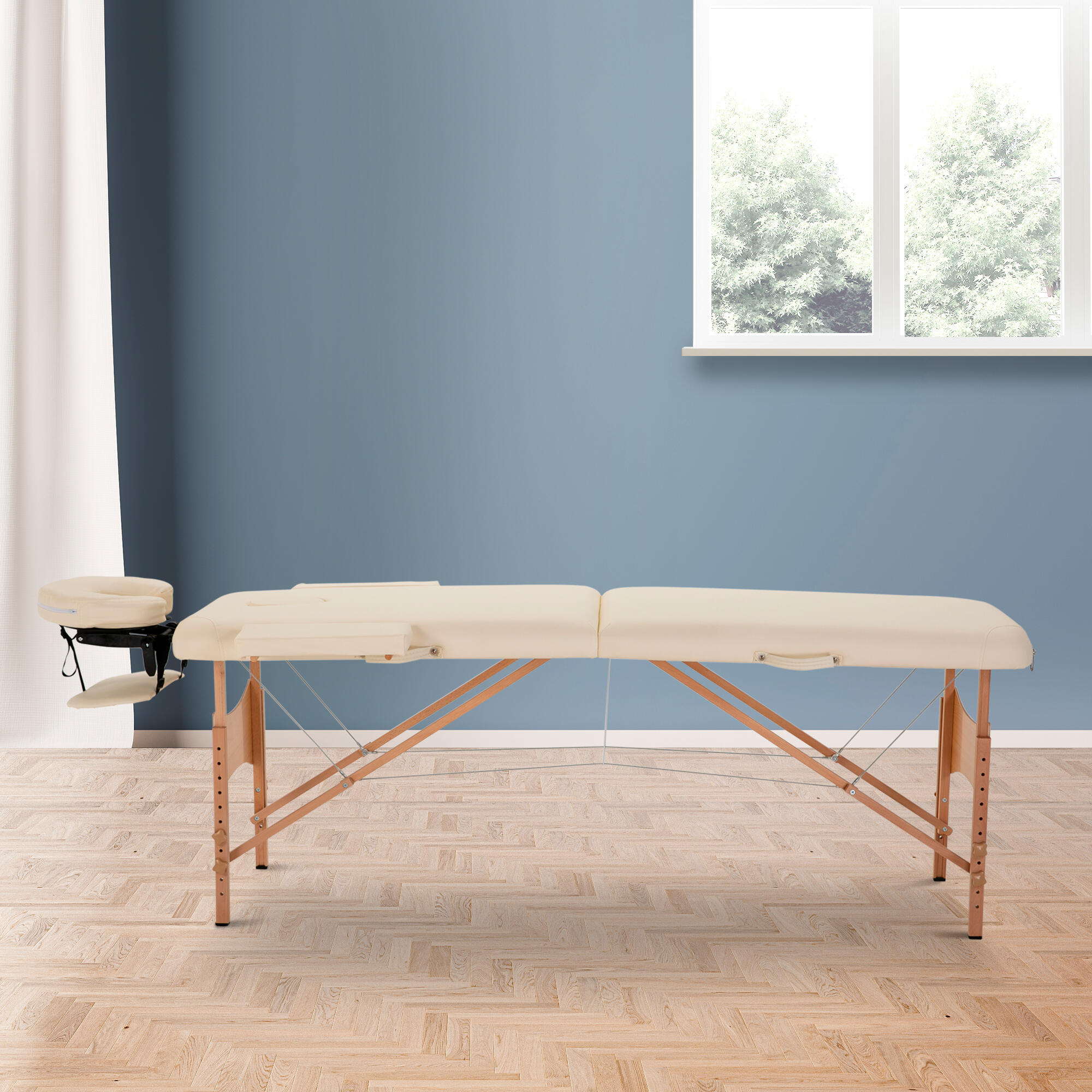 Marquesa de massagem 185x60x61-87 cm creme branco HOMCOM 2/7