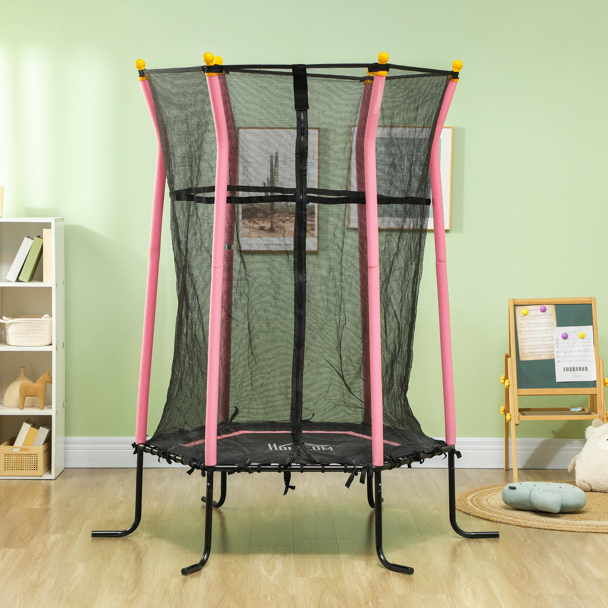 Cama Elástica Infantil HOMCOM 122x111x190 cm Rosa 2/7