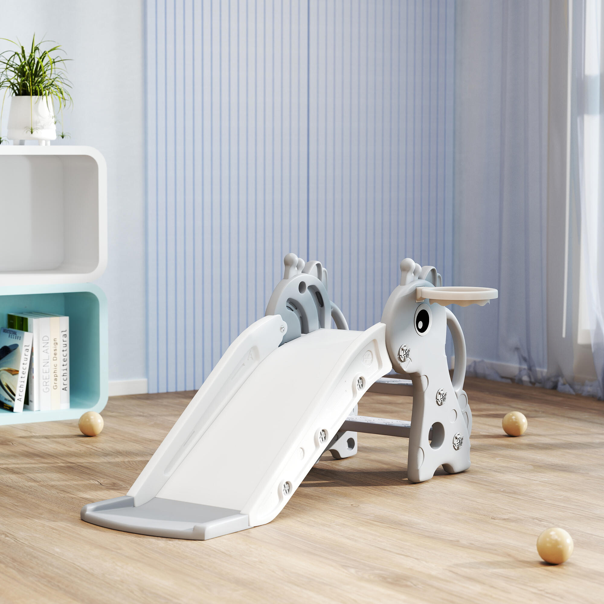 Tobogán Infantil AIYAPLAY 106x51.5x52 cm Gris 5/7