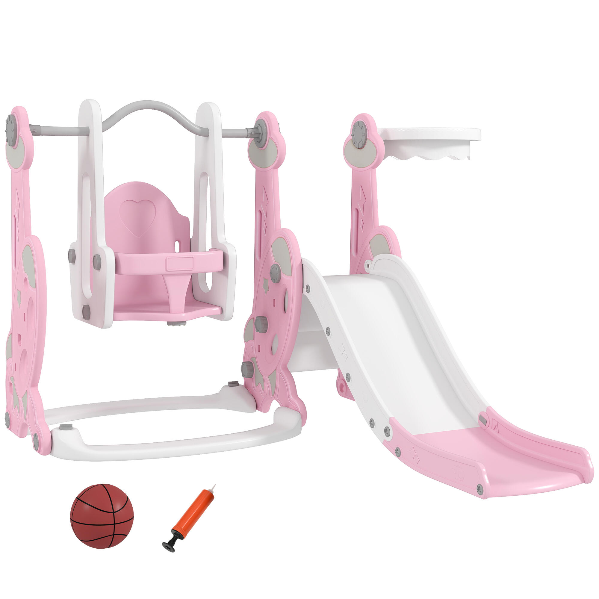 AIYAPLAY Escorrega e baloiço para crianças 47,5x160x107 cm rosa AIYAPLAY