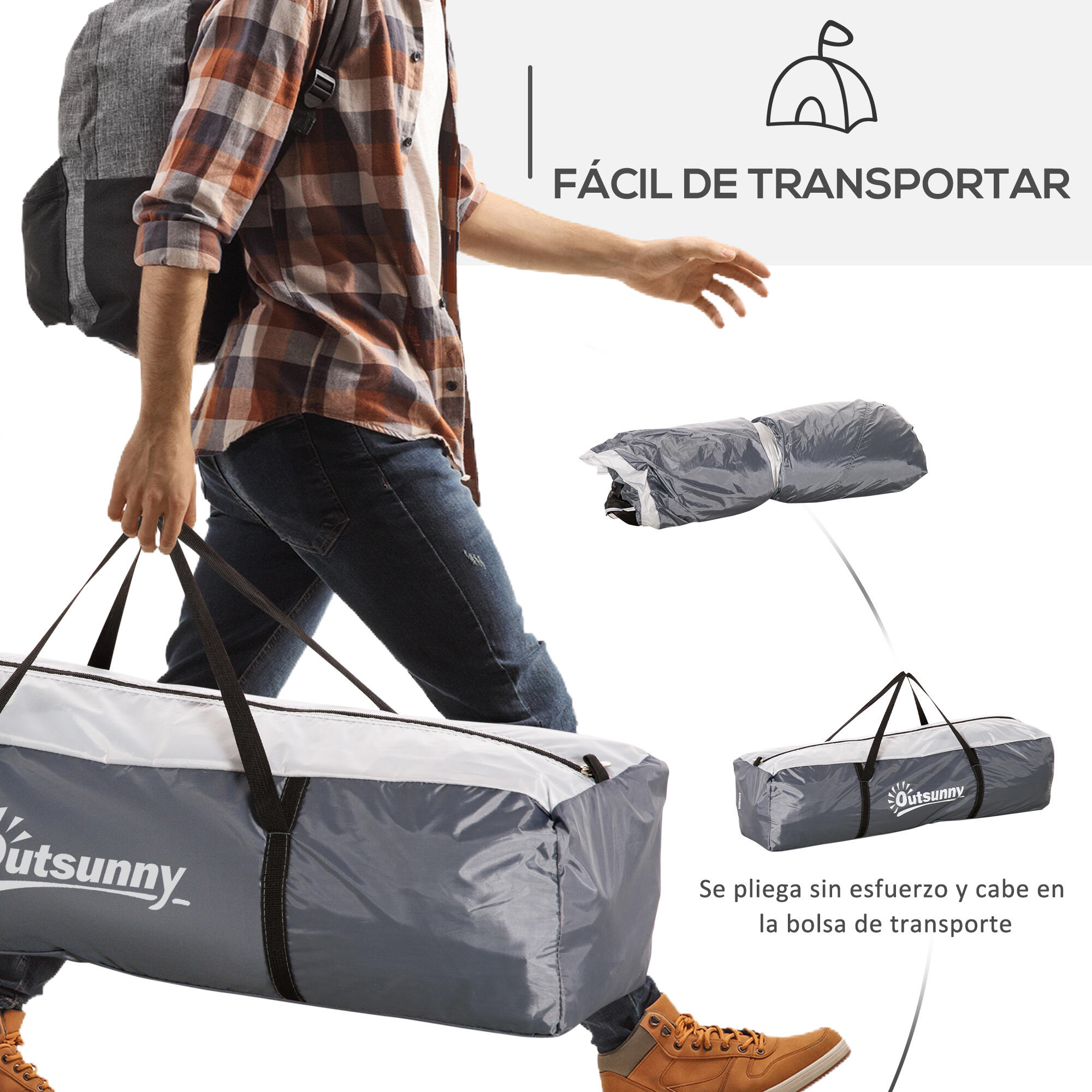 Tienda de Campaña Outsunny 350x350x230 cm Gris 4/7
