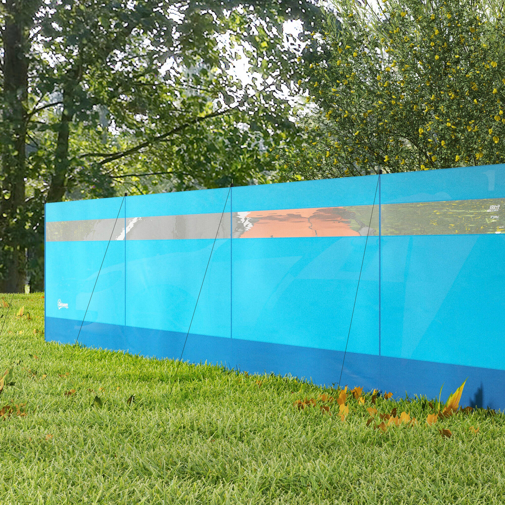 Cortavientos para Camping Outsunny 725x140 cm Azul 4/7