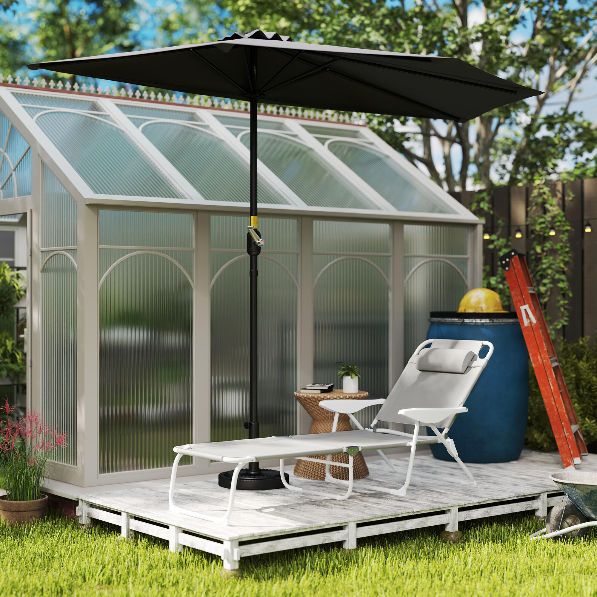 Espreguiçadeira dobrável 160x66x98 cm cinzento Outsunny 5/7