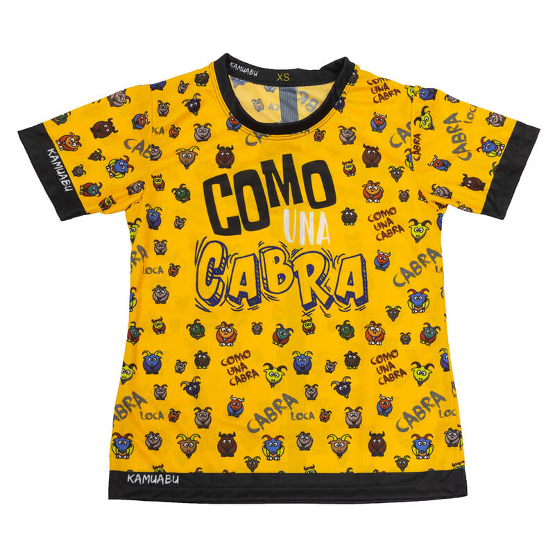 CAMISETA DE RUNNING #COMOUNACABRA para MUJER - KAMUABU color Amarilla 110grs