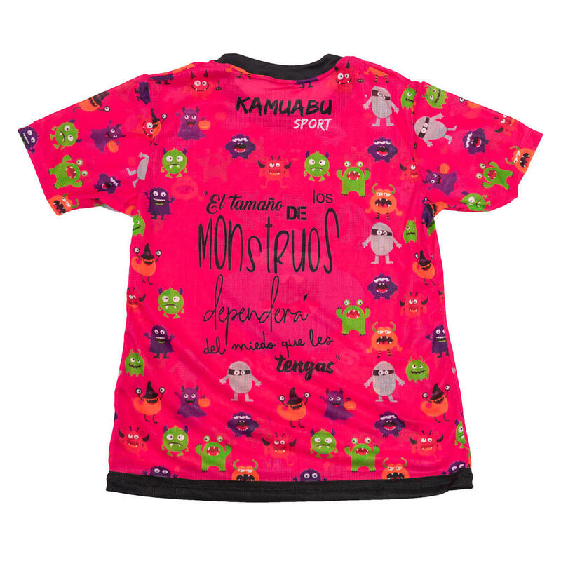 T-shirt running MANCHES COURTES #MONSTERS rose - garçon/fille ( 4-6-8-10-12 ans)