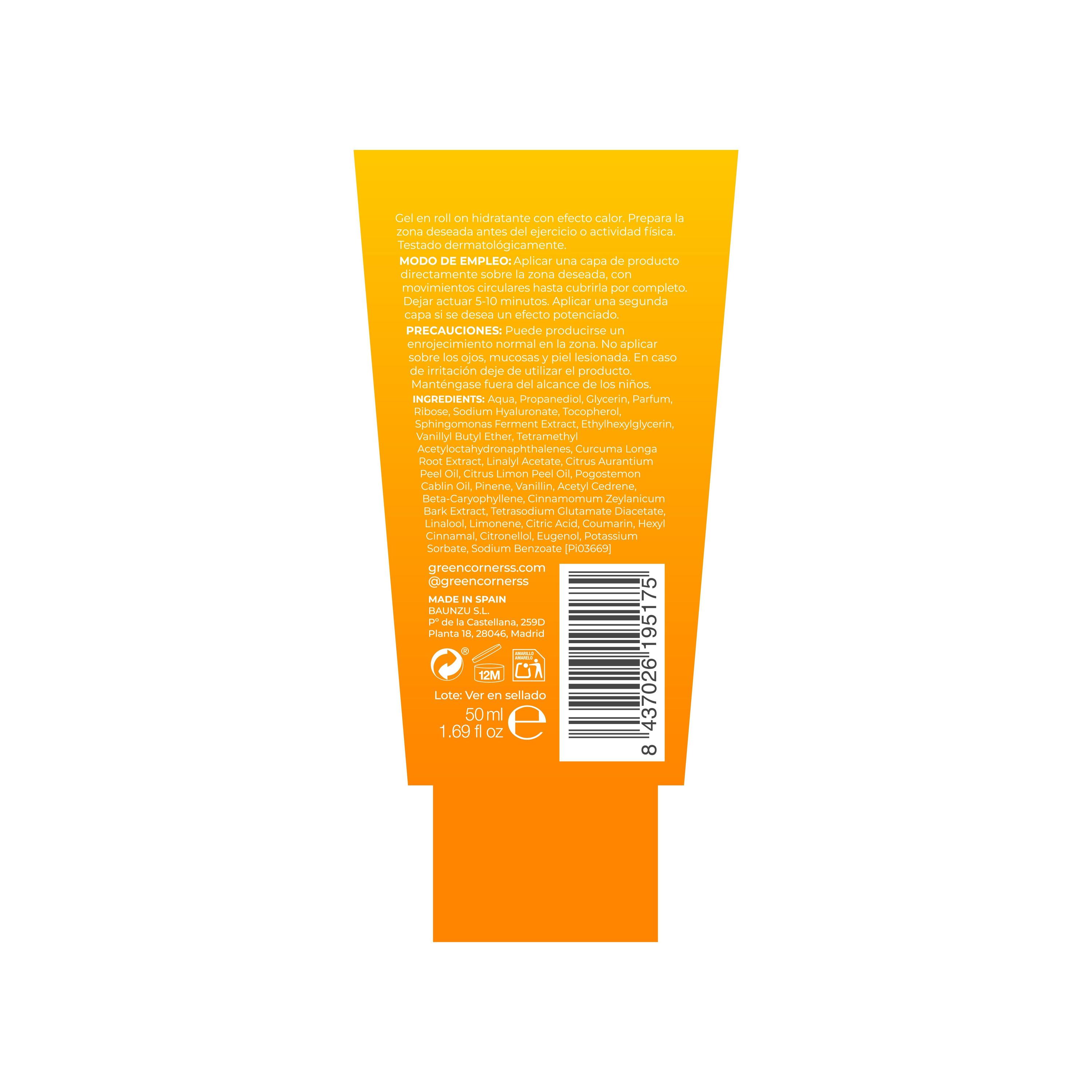 Gel Roll-on Efecto Calor Green Cornerss 50 ml 5/5