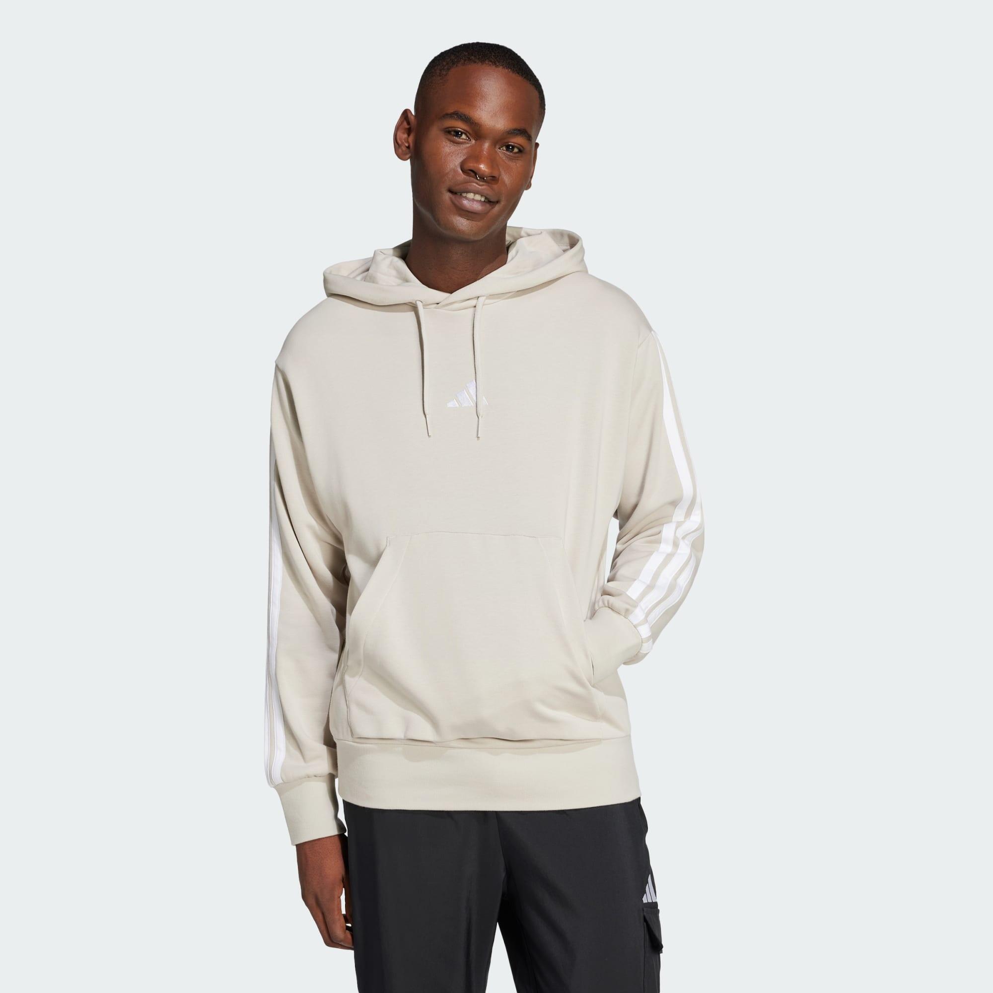 Adidas - Sweat-shirt À Capuche French Terry 3 Bandes Essentials - Sweat-shirt - Beige|blanc - 48 Xl - Decathlon