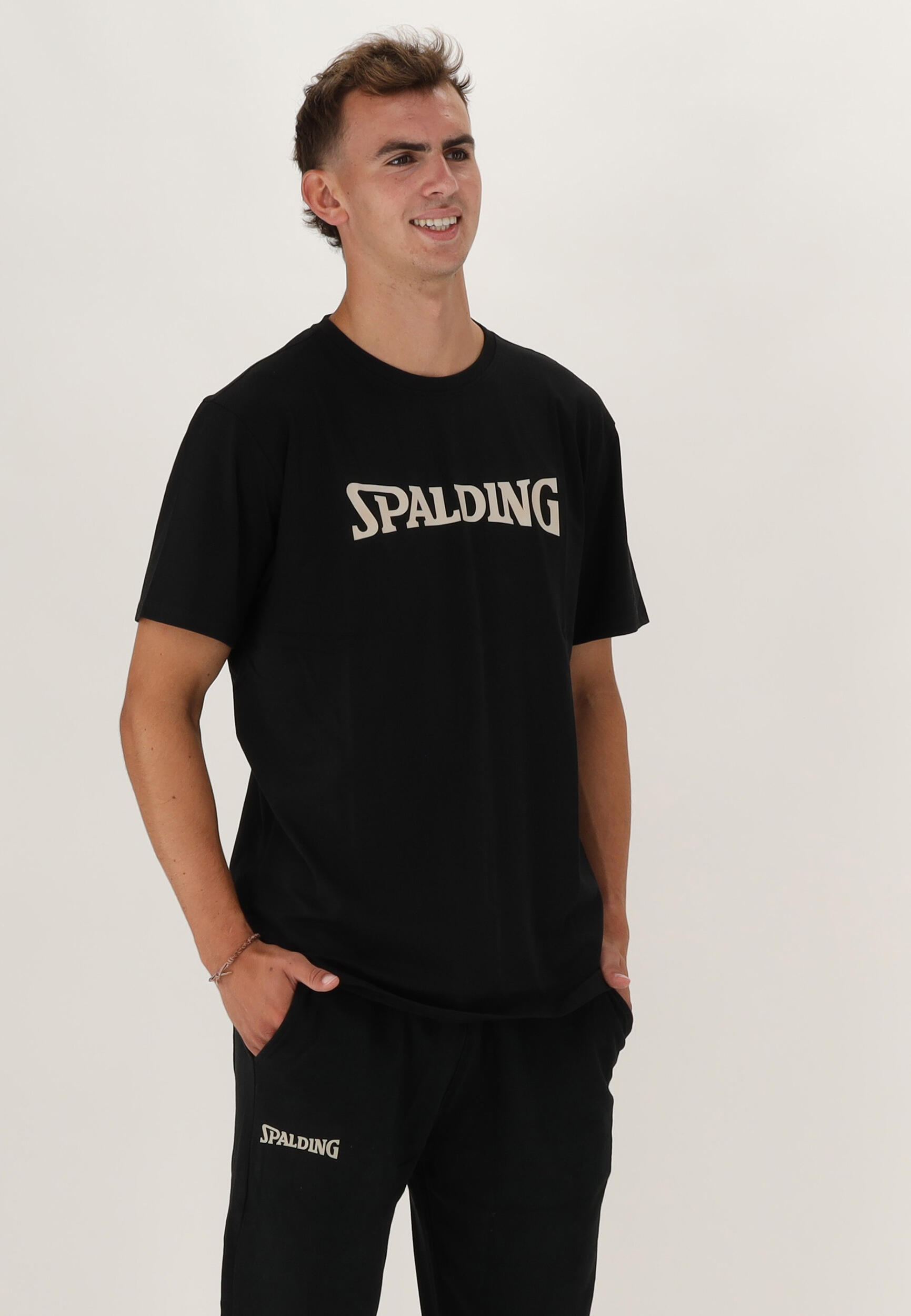 TEE-SHIRT LOGO HOMME DE BASKET black-beige Spalding 5/5