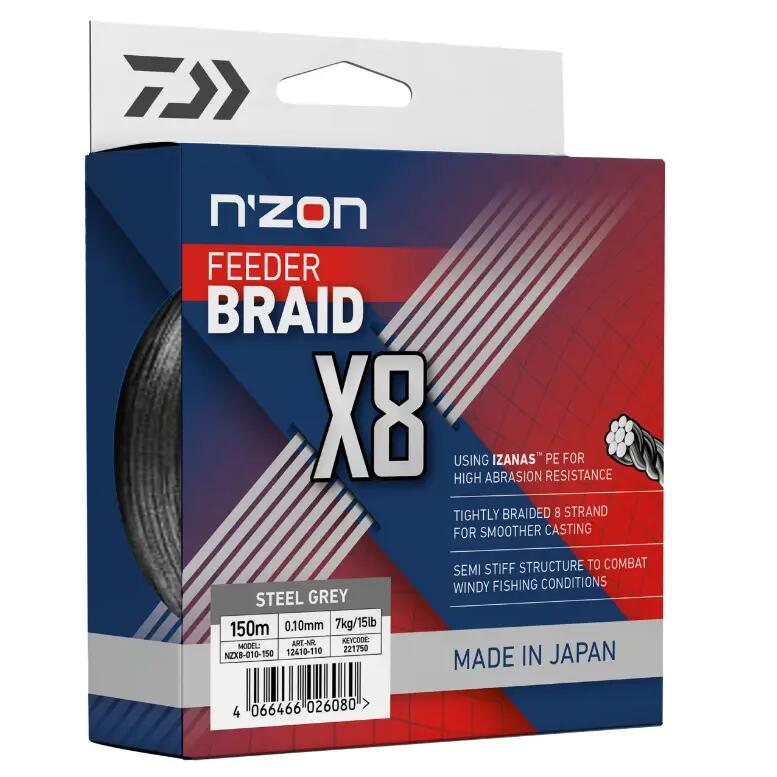 Плетен конец Daiwa NZON 8XBRAID STEEL GRAY 0.08 мм/5.0 кг/150 м