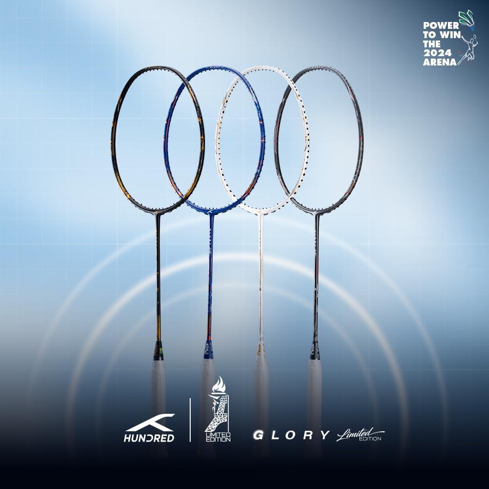 HUNDRED Glory Édition Limitée Raquette Badminton Cordée Blanc 6/6