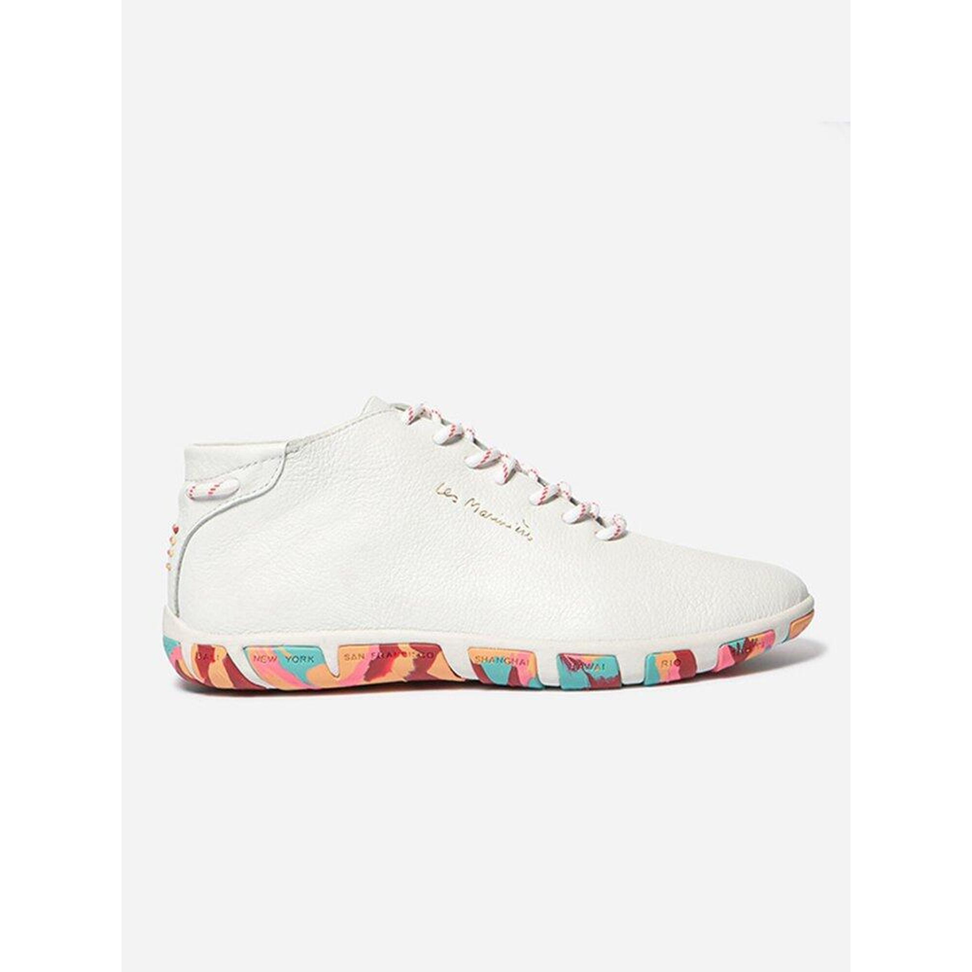 Tennis hautes Femme - JUHAYNA Extra Blanc + Corail
