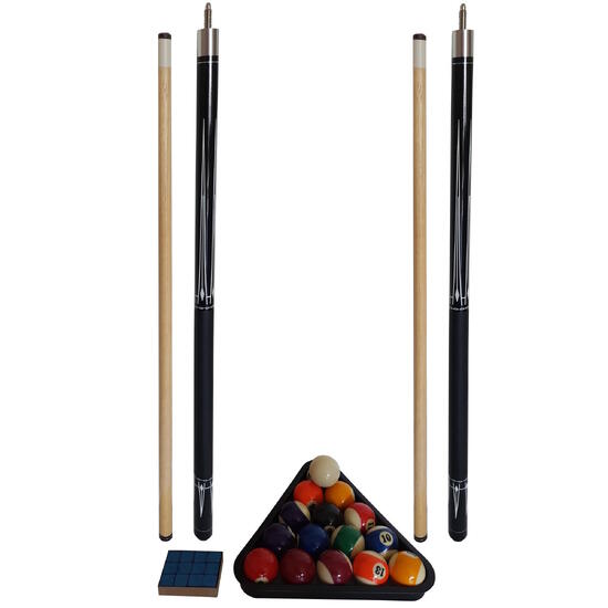 Zestaw bilardowy – 2 kije, 1 zestaw bil, trójkąt, kreda