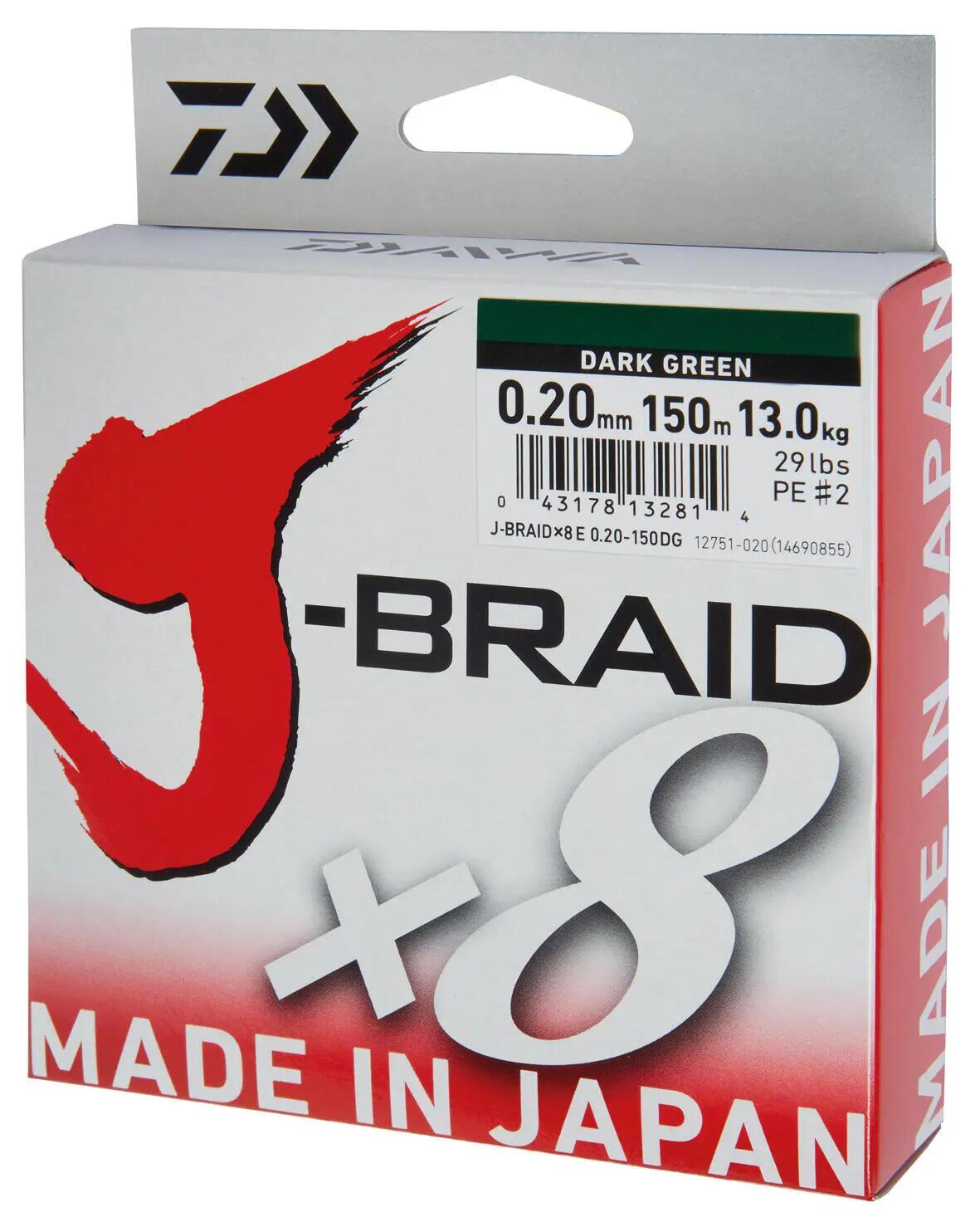 DAIWA J-BRAID X8 ZÖLD 020MM/13KG/300M HORGÁSZ TEXTIL ZSINÓR 2/2