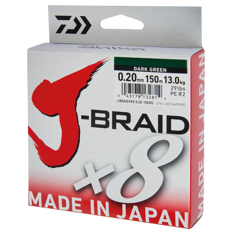FIX TEXTIL DAIWA J-BRAID X8 VERDE 020MM/13KG/300M