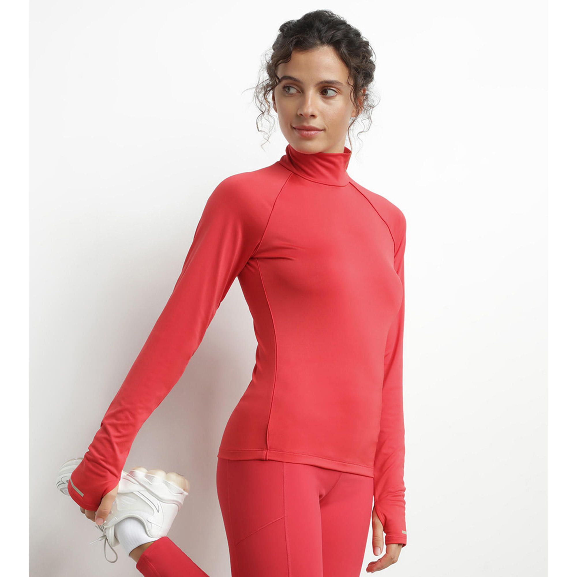 Dim - Dim Move, Haut De Sport À Col Montant - T-shirt Manches Longues - Rouge - 38 S - Decathlon