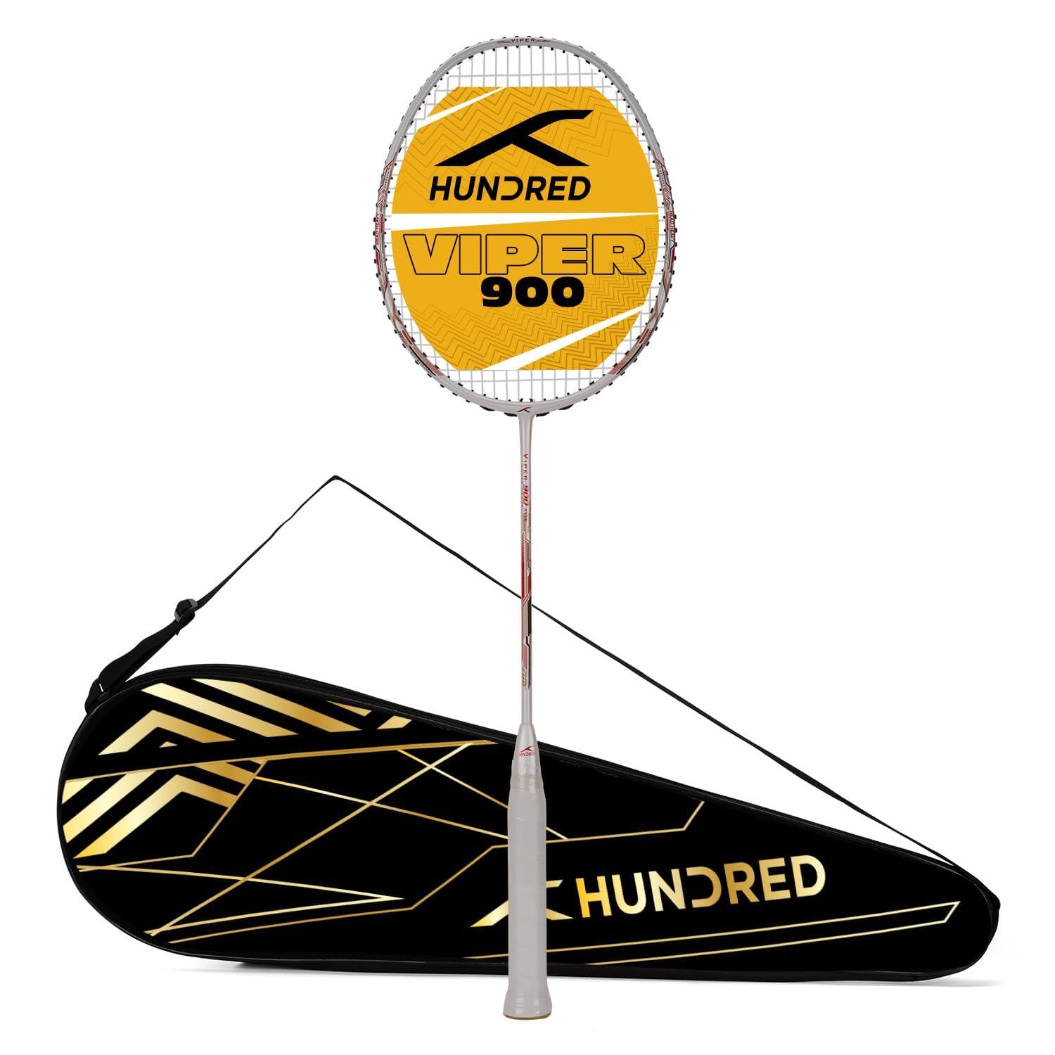 HUNDRED HUNDRED Viper 900 Carbon Fibre Strung Badminton Racket with Full Racket Cover