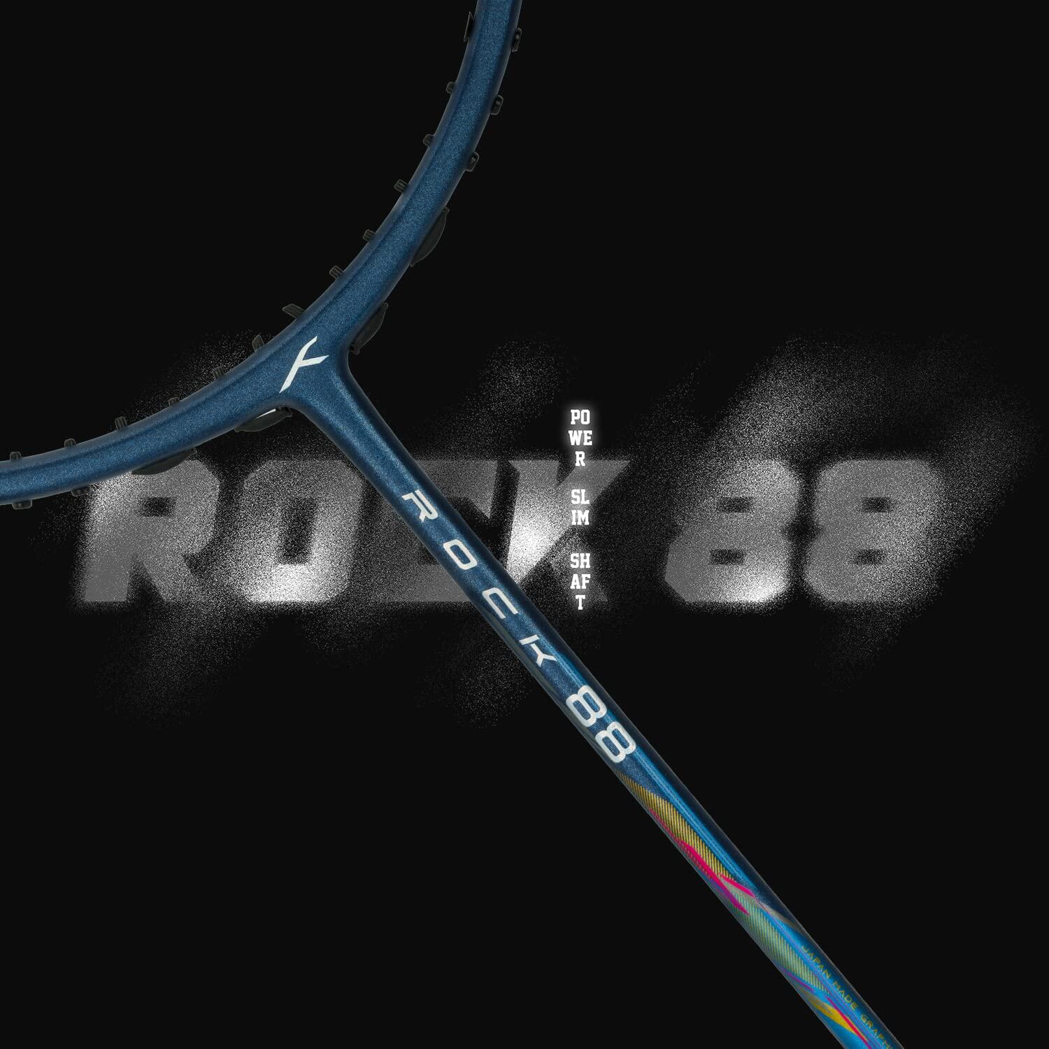 HUNDRED ROCK 88 Carbon Fibre Strung Badminton Racket with Full Racket ...
