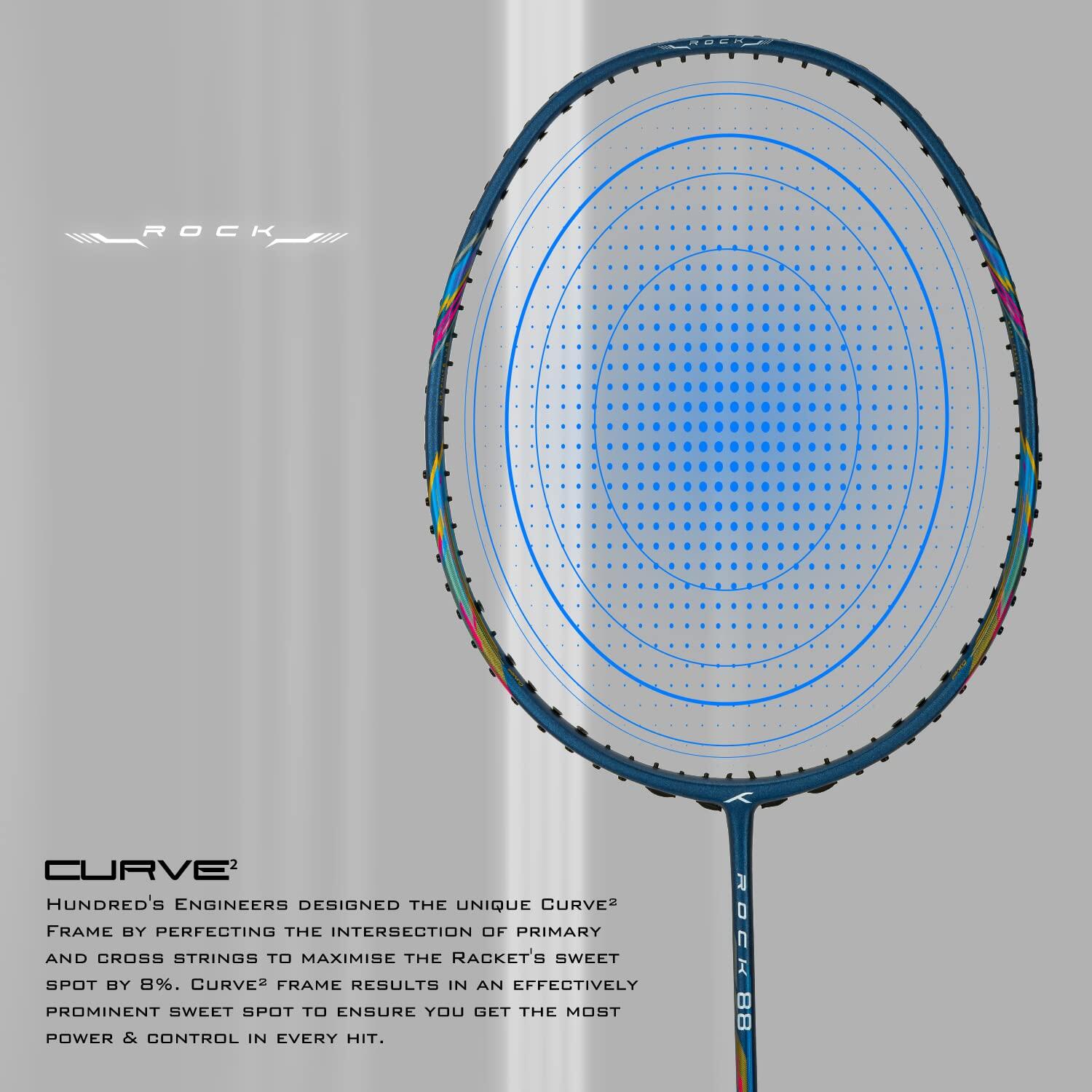 HUNDRED ROCK 88 Carbon Fibre Strung Badminton Racket with Full Racket ...
