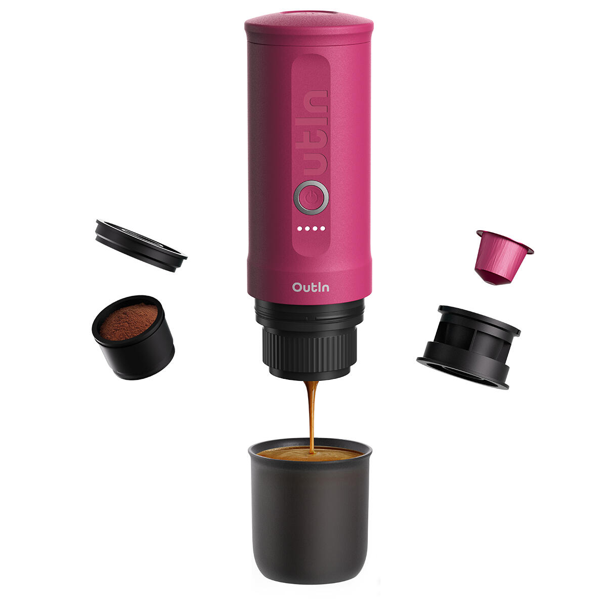 OutIn Nano draagbare elektrische espressomachine - robijnrood 3/7