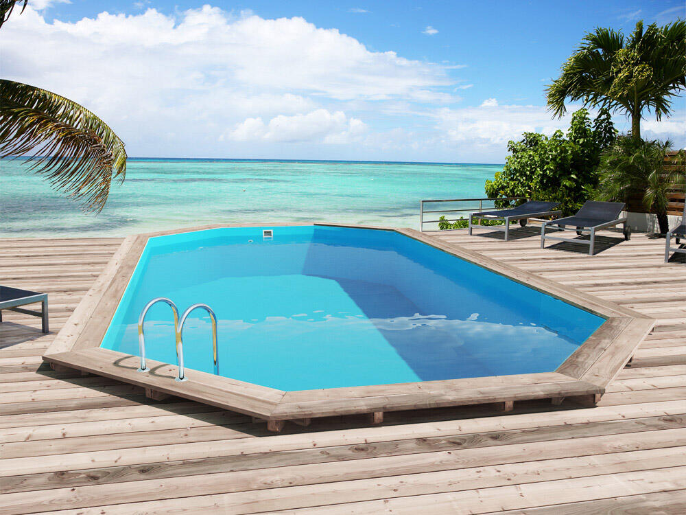 HABITAT ET JARDIN Piscina in legno "San Paolo" - 6,57 x 4,07 x 1,20 m