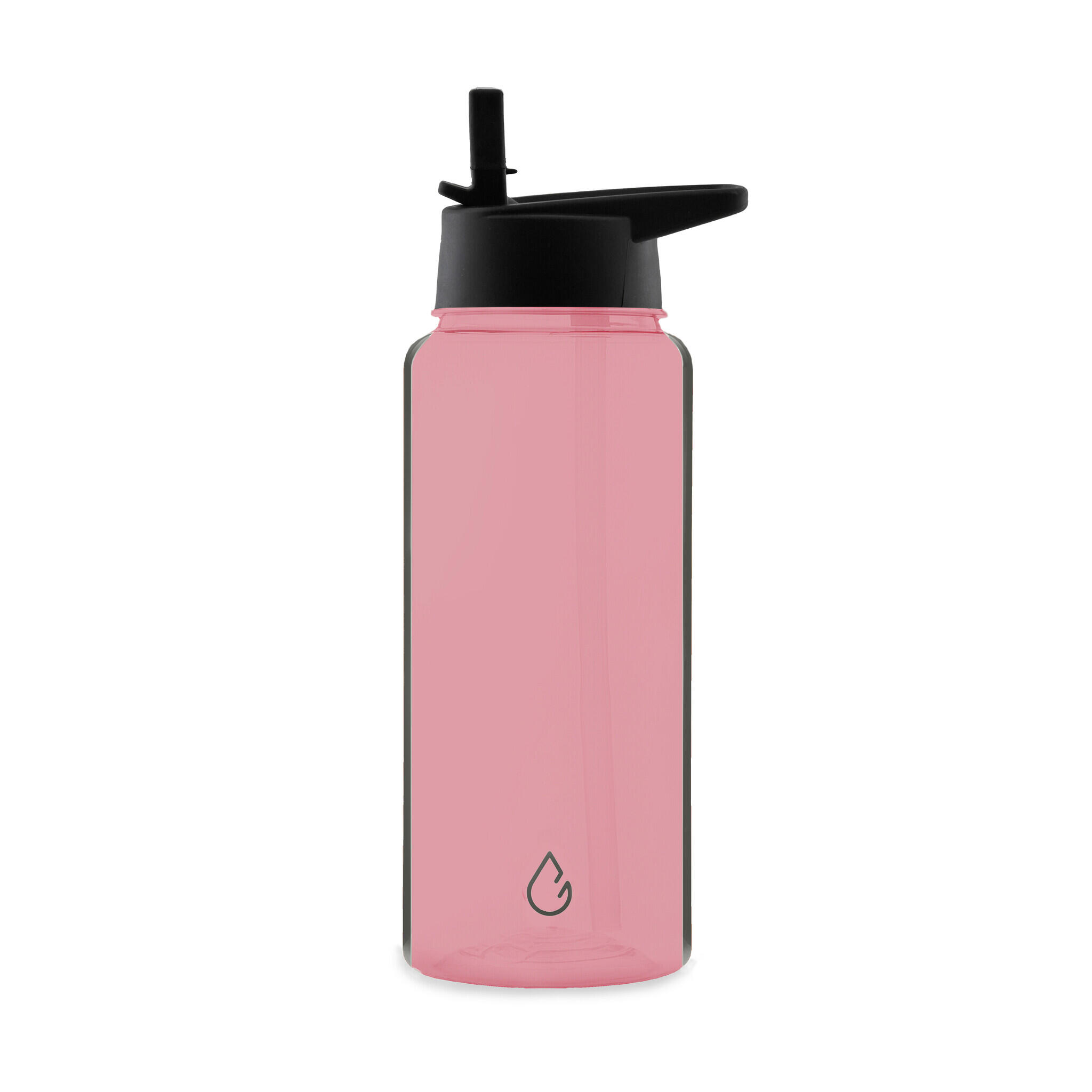 WATTAMULA Waterfles met rietje roze transparant 1 liter