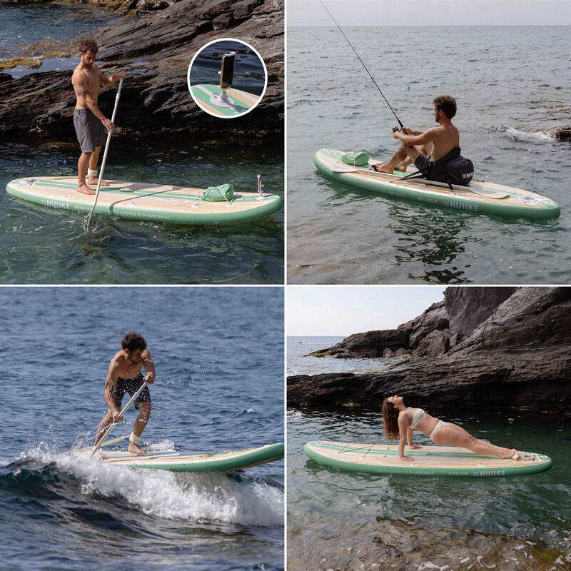 Tabla Paddle Surf Hinchable Accesorios Premium HUIIKE, Color Madera, Estabilidad 5/8