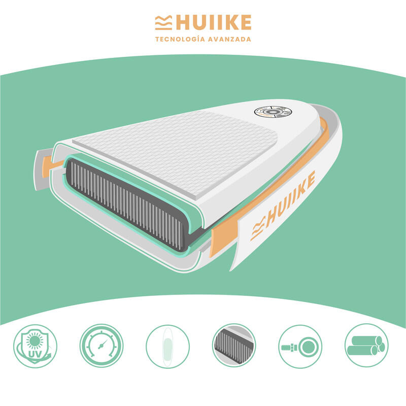 Tabla Paddle Surf Hinchable Accesorios Premium HUIIKE, Color Madera, Estabilidad 6/8