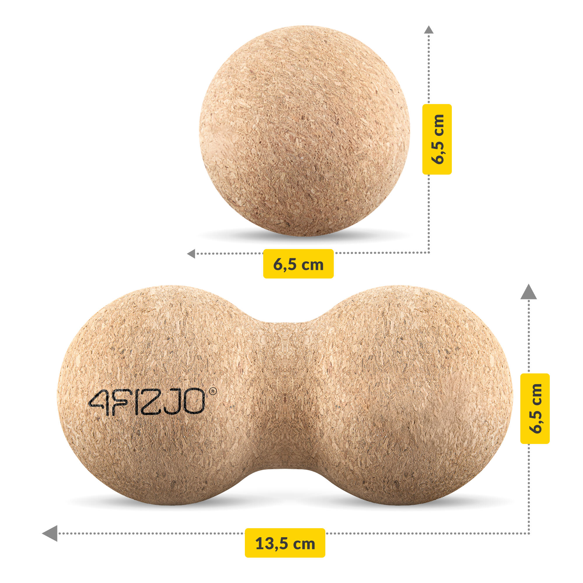 Dvojitý masážní míček 4FIZJO 6,5 cm korkový 5/7