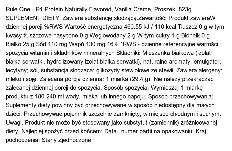 Rule1 R1 Protein Whey Isolate - Naturally Flavored (1,68lbs) Pure Vanilla 2/3