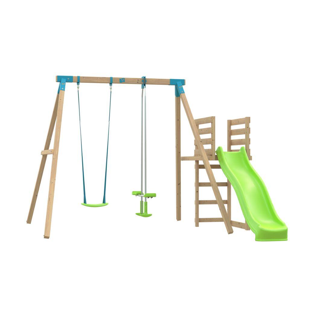 Station balançoire et vis-à-vis AUBÉPINE bois H243cm 1/5