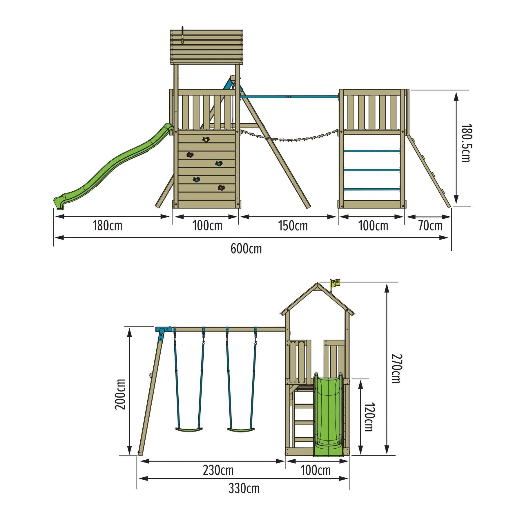 Aire de jeux double plateforme BRUYÈRE bois FSC® 3/5